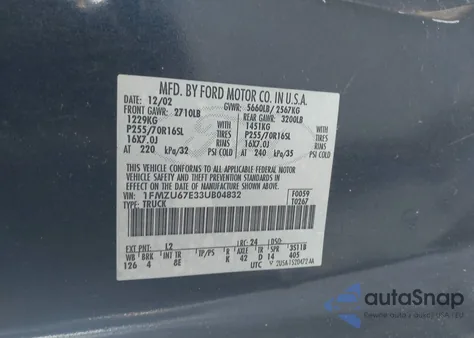 2003 Ford Explorer Sport Trac Xls/Xlt from USA, damaged, VIN 1FMZU67E33UB04832